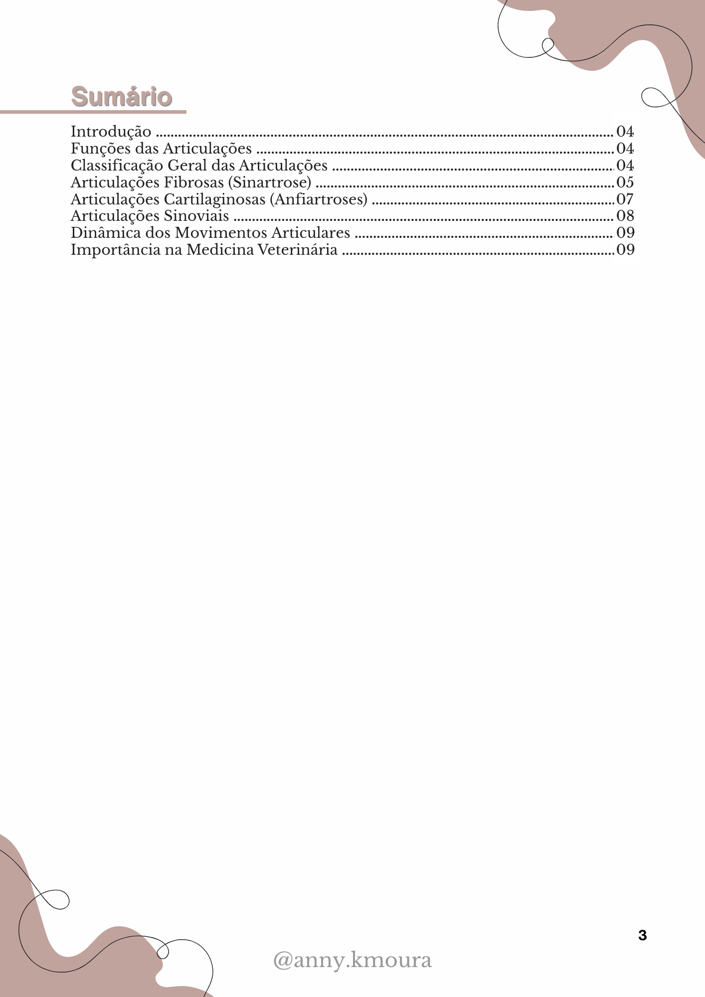 Página 1 do material de Sindesmologia Veterinária