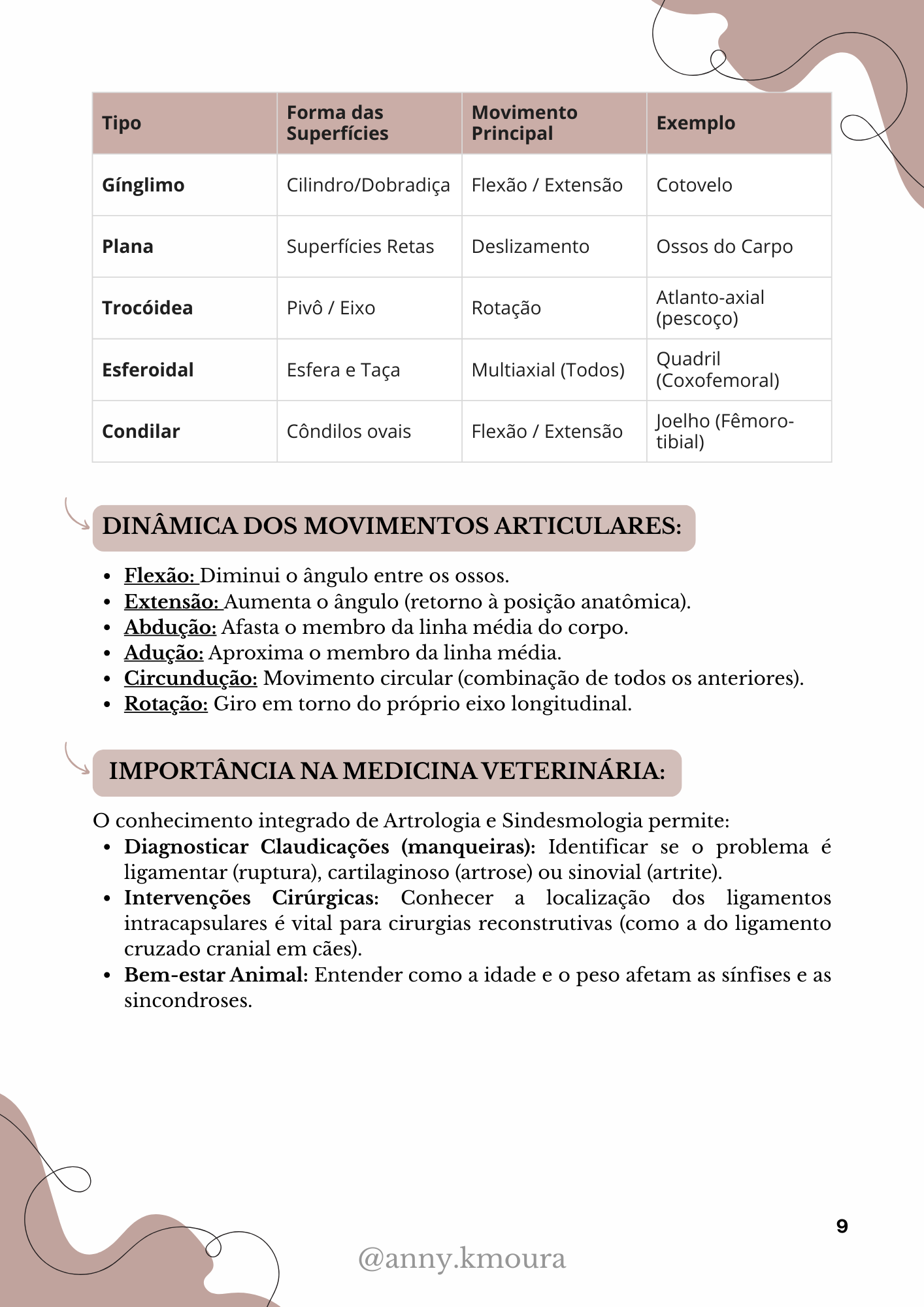 Página 3 do material de Sindesmologia Veterinária