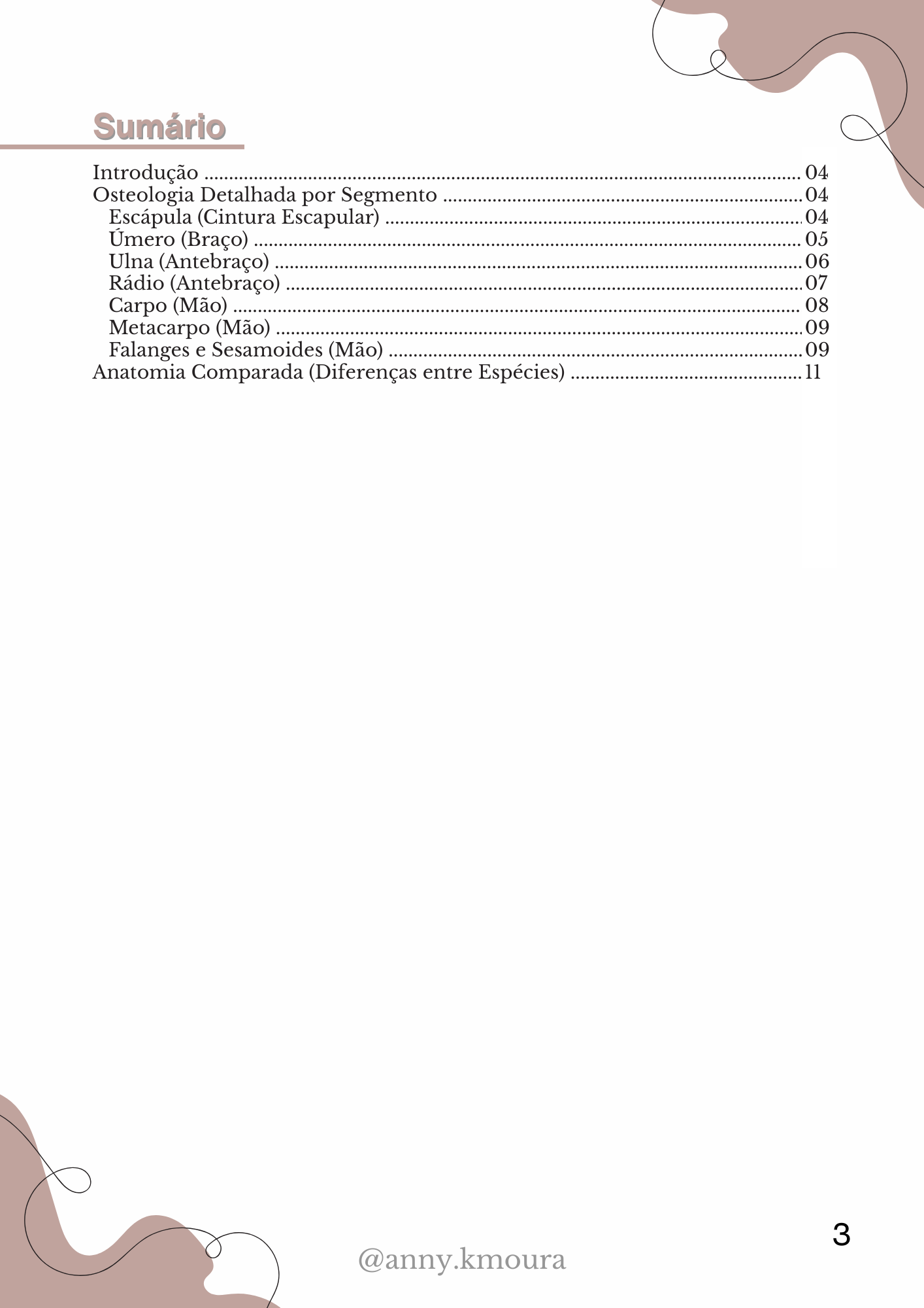 Página 1 do material de Esqueleto Apendicular Torácico